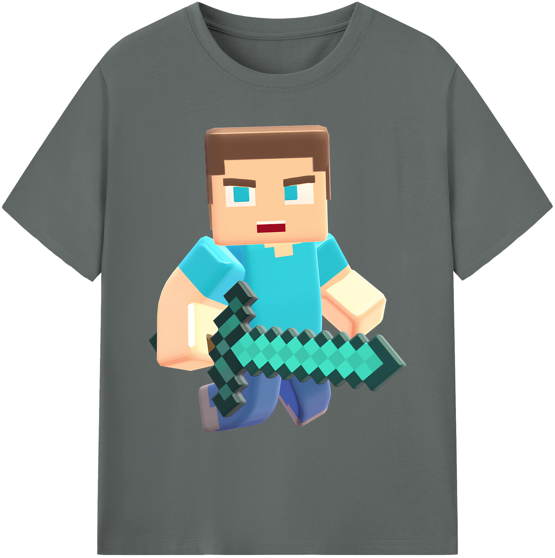 （画像用） マインクラフト ブロックの世界 Minecraft MC Block world 綿100％ メンズ半袖Tシャツ｜肌触りやわらか＆通気性